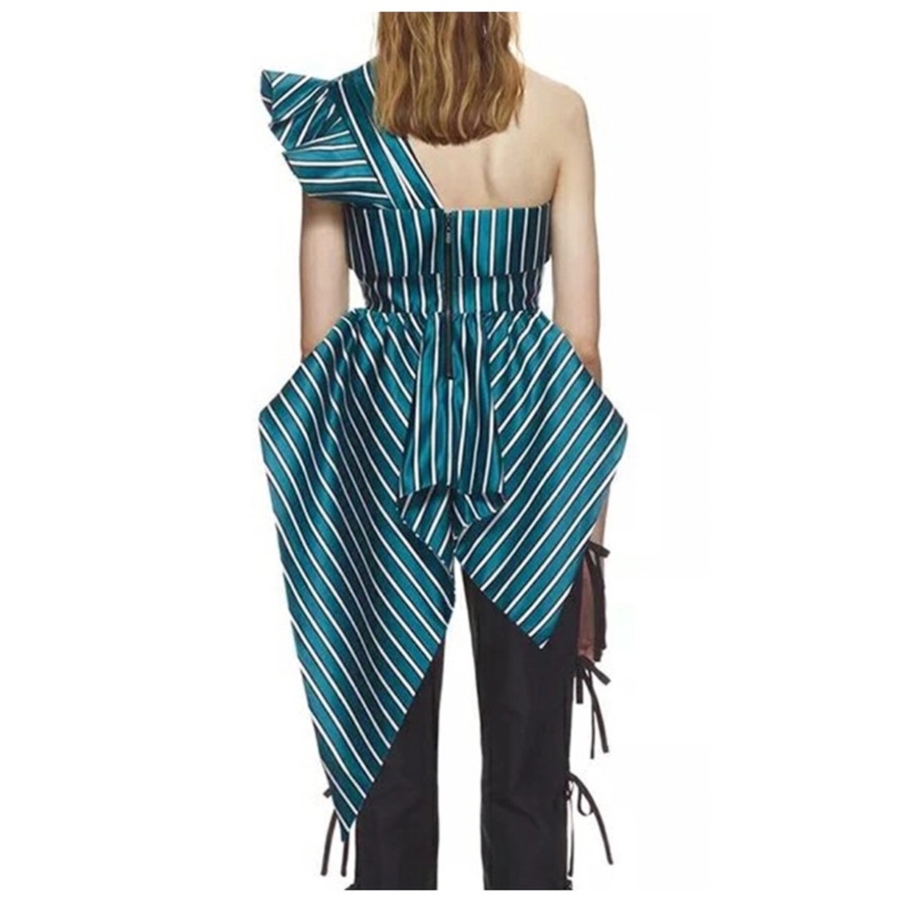 Stunning Teal Silky One Shoulder Top - Picture 2 of 6